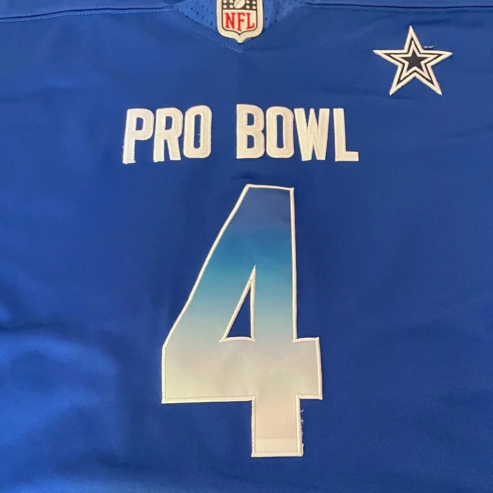 Nike Dallas Cowboys Dak Prescott Royal Blue 2018 Pro Bowl #4 Jersey Youth XL